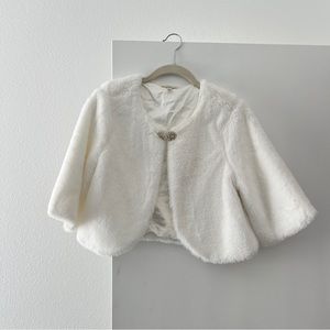 Faux Mink Fur Cropped Coat Bolero Holiday Shawl Cover Up Jacket - SMALL